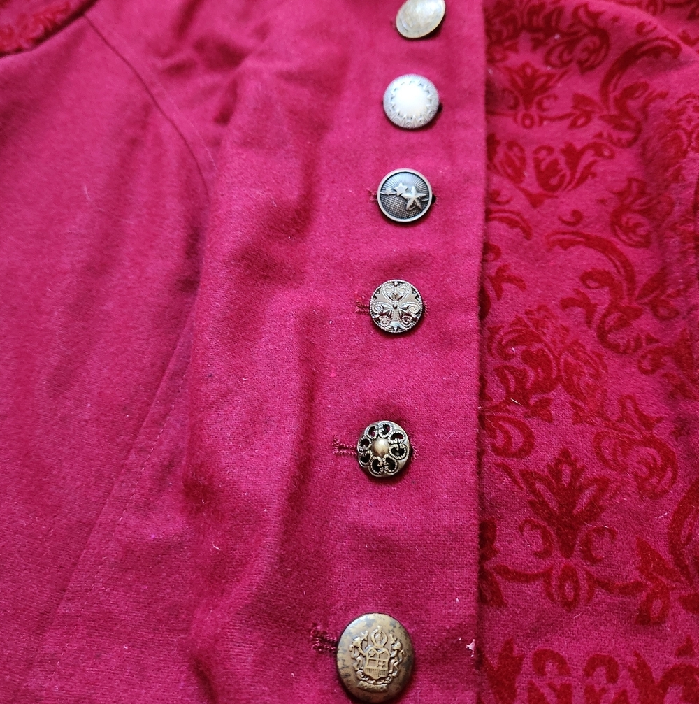 Venus Red Patchwork Wool Blend Coat Asymmetrical … - image 3